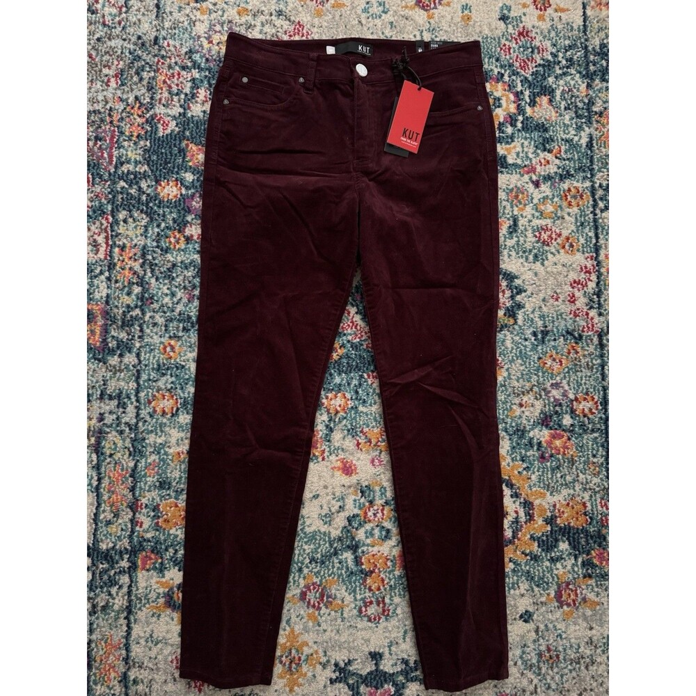 NEW KUT from the Kloth Diana Fab Ab‎ Skinny Cord Pants Red Petite High Rise 8P